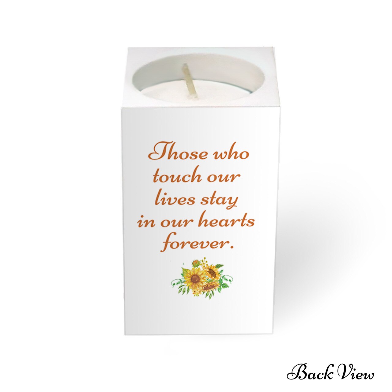 Sunflowers Personalized Mini Memorial Tea Light Candle Holder.