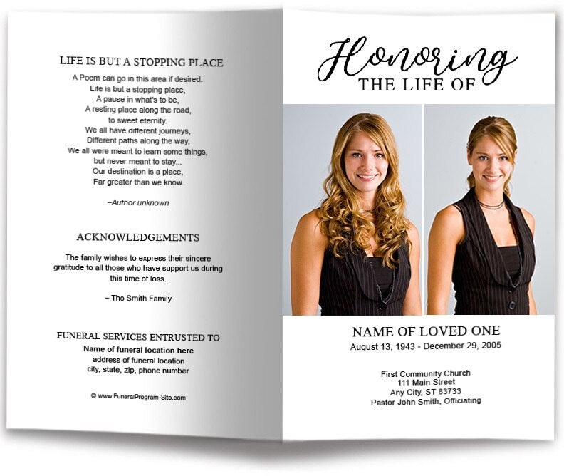 Duo Photo Funeral Program Template.