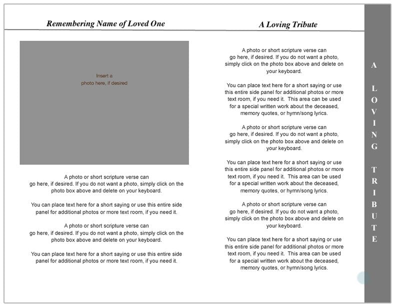 Classic 8-Sided Graduated Funeral Program Template.