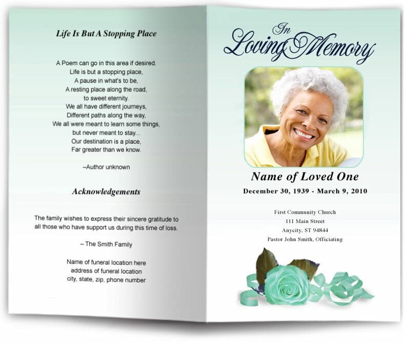 Memory Funeral Program Template.