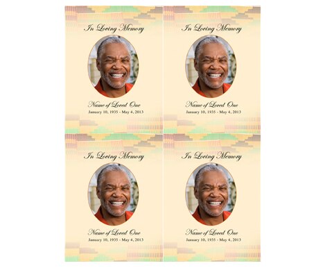 Ashanti Small Memorial Card Template.