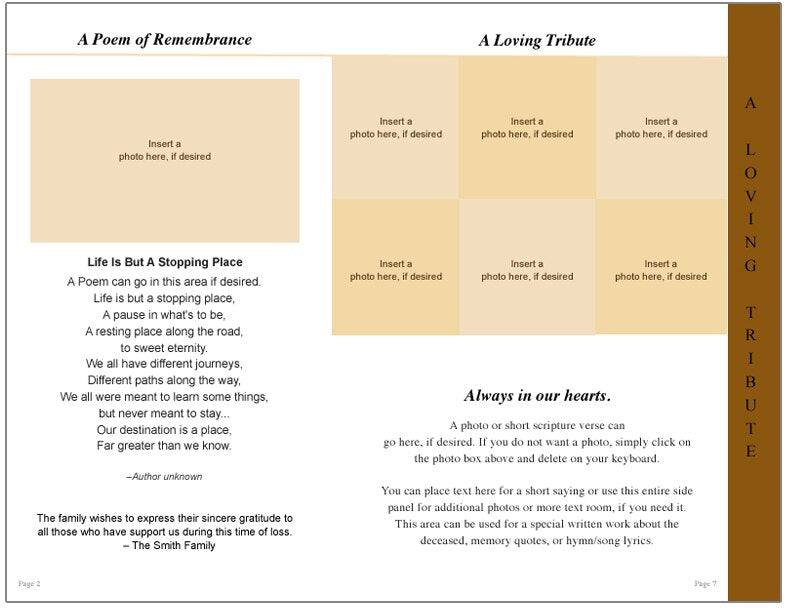 Footprints 8-Sided Graduated Funeral Program Template.