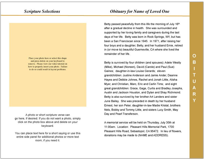 Golden 8-Sided Graduated Program Template.