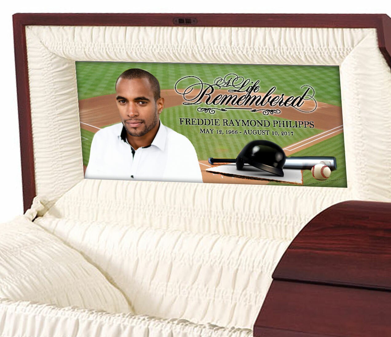 Baseball Casket Head Panel Insert.