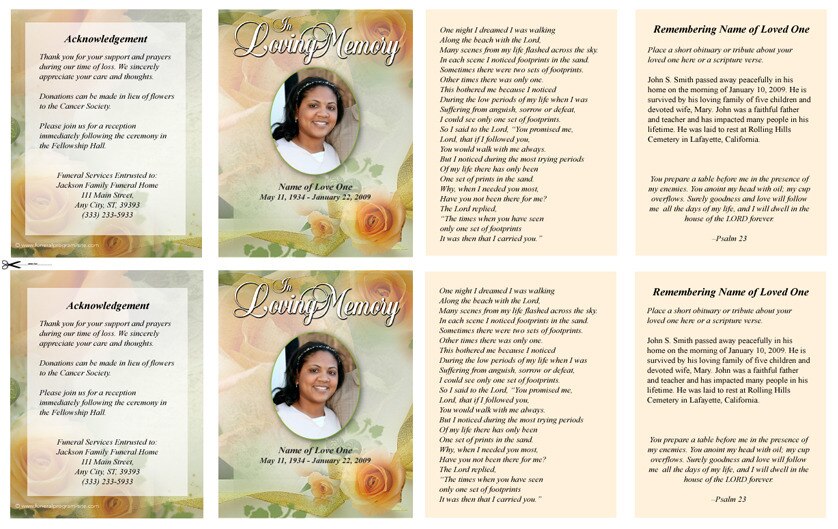 Rejoice Small Memorial Card Template.