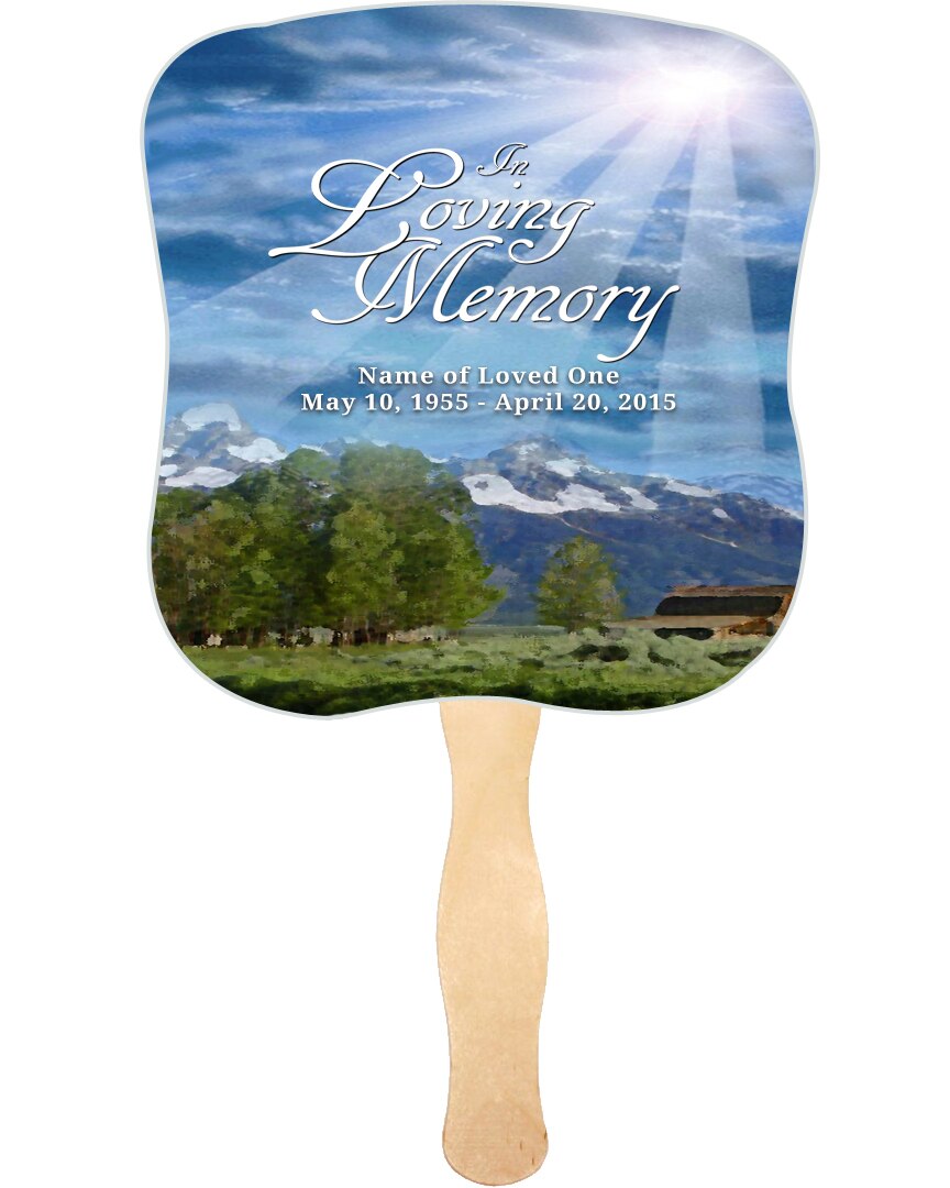 Outdoor Cardstock Memorial Fan With Wooden Handle (Pack of 10).