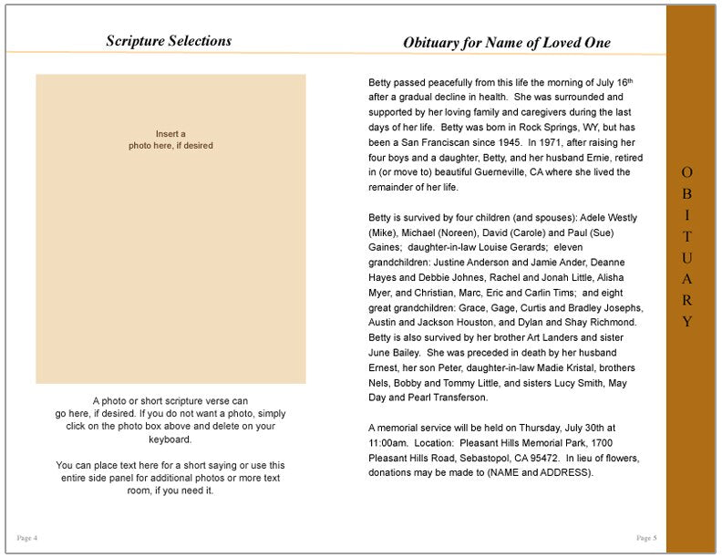 Footprints 8-Sided Graduated Funeral Program Template.