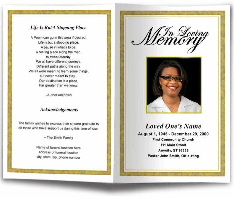 Goldenrod Funeral Program Template.