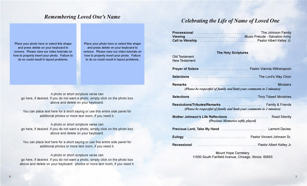 Gates Funeral Booklet Template.