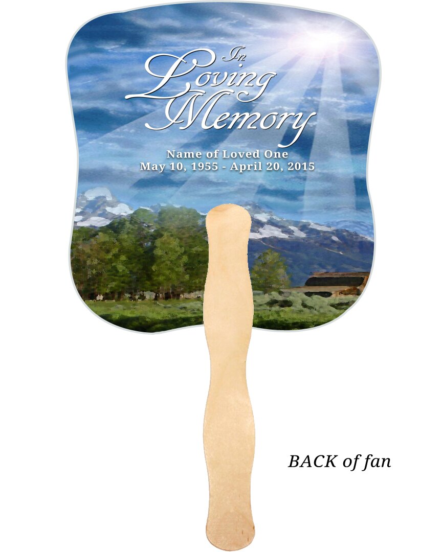 Outdoor Cardstock Memorial Fan With Wooden Handle (Pack of 10).