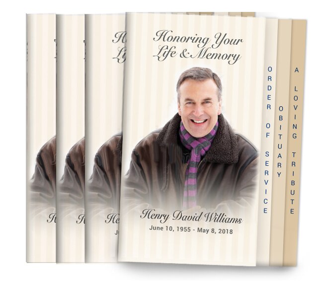 Stripes 8-Sided Graduated Funeral Program Design & Print (Pack of 50).