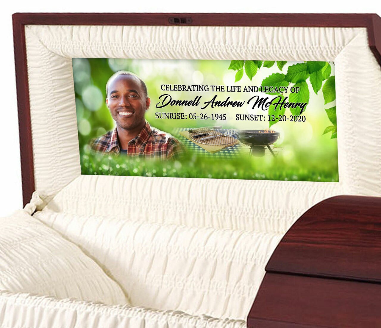 Custom Casket Panel Insert - Grill Master Design.