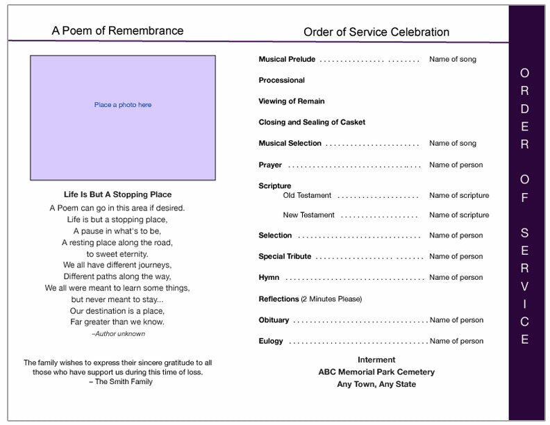 Imagine 8-Sided Funeral Graduated Program Template.