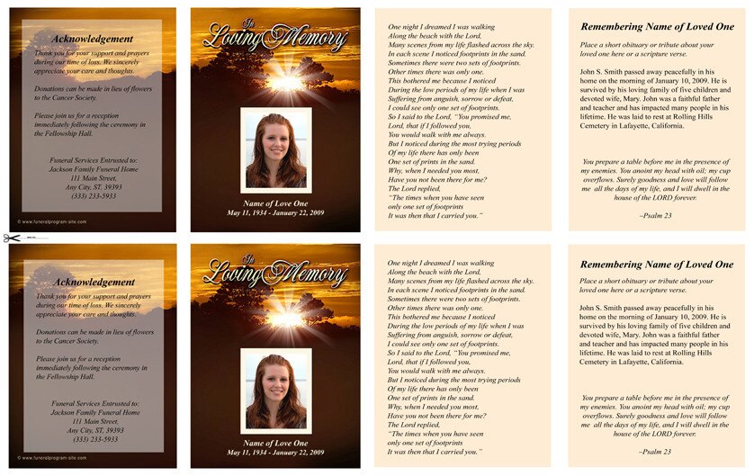 Renewal Small Memorial Card Template.