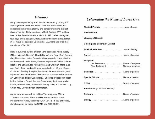 Crimson Funeral Program Template.