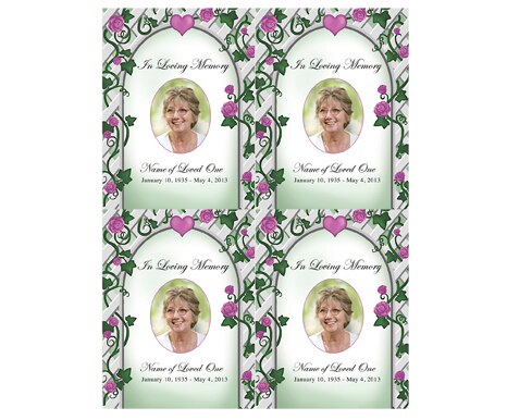 Trellis Small Memorial Card Template.