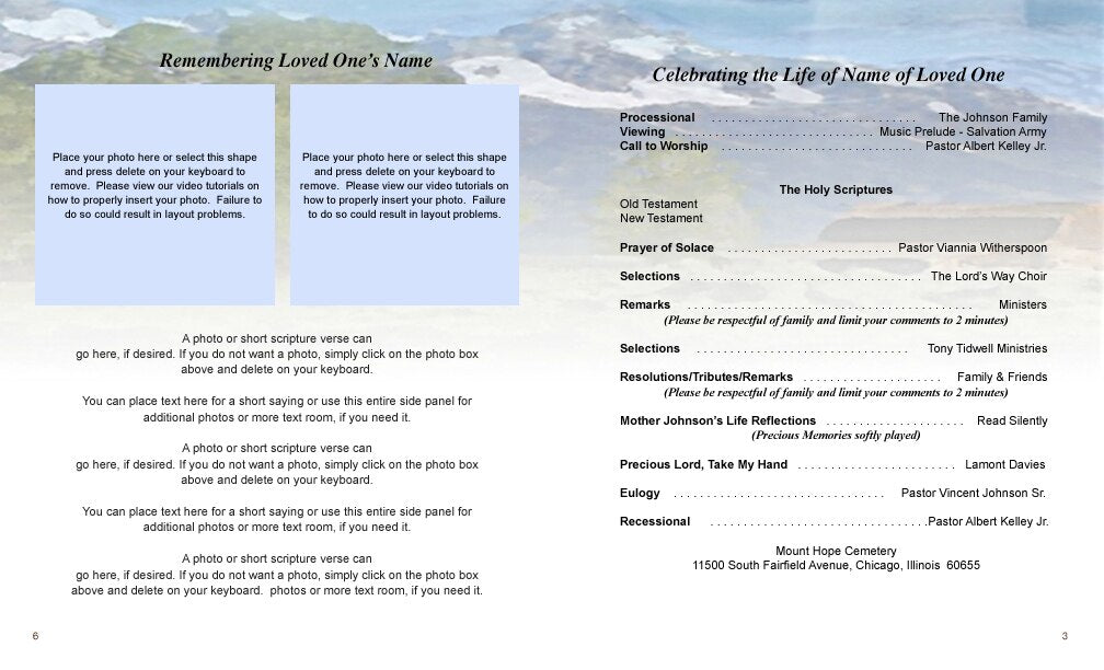 Outdoor Funeral Booklet Template.