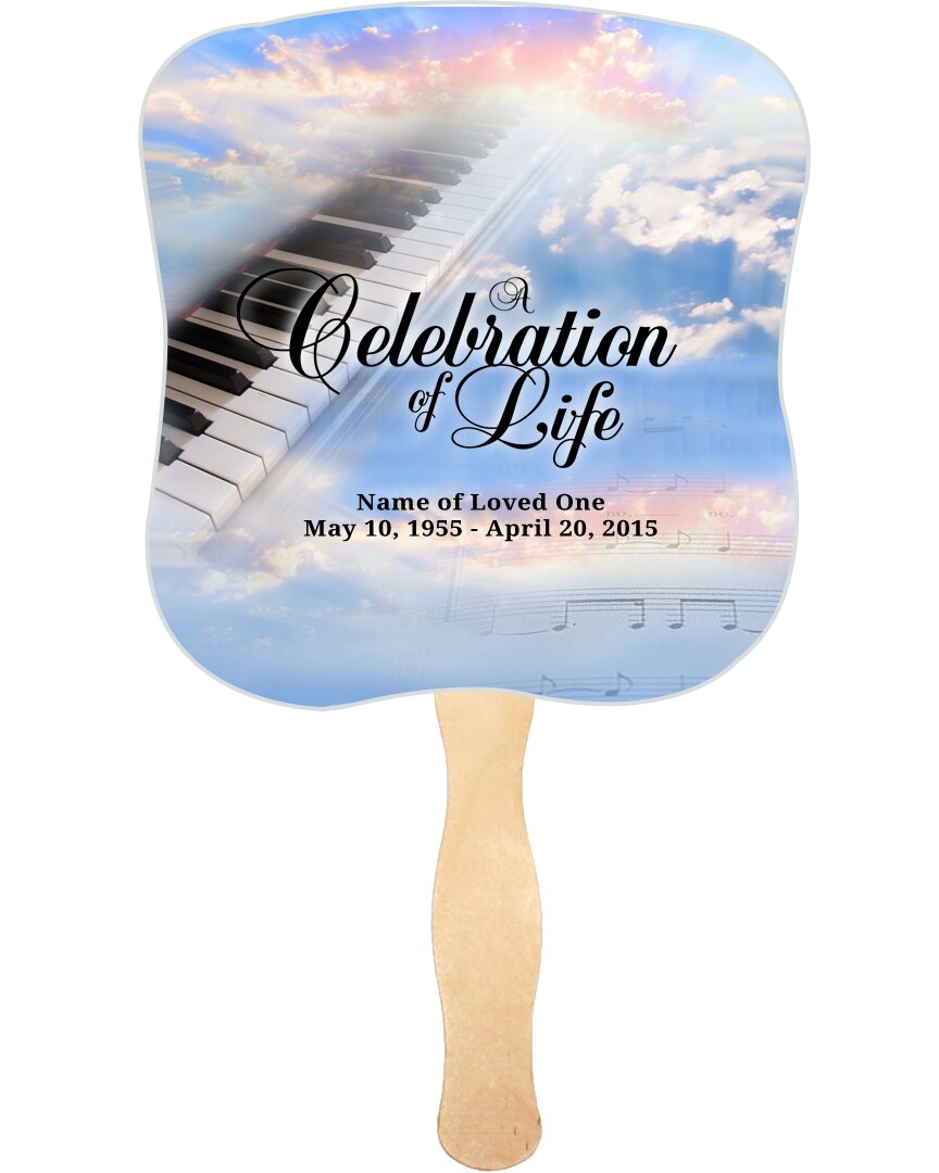 Ivory Cardstock Memorial Fan With Wooden Handle (Pack of 10).