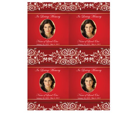 Ruby Flat Memorial Card Template.