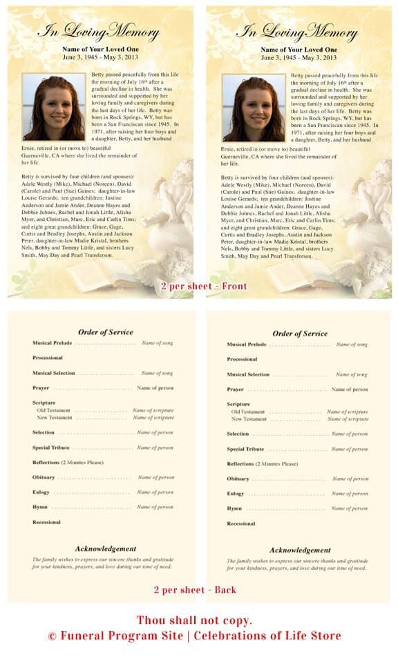 Cherub Funeral Flyer Template.