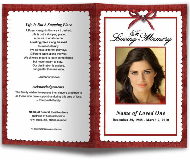 Crimson Funeral Program Template.