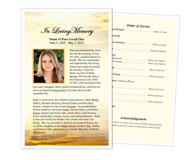 Shine Funeral Flyer Template.
