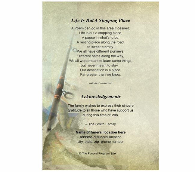 Fishing 8-Sided Graduated Funeral Program Template.