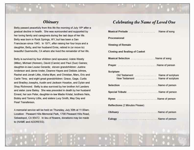 Dominoes Funeral Program Template.