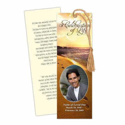 Footprints Memorial Bookmark Template.