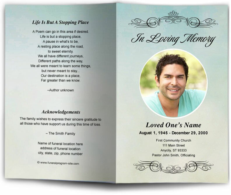 Celestial Funeral Program Template.