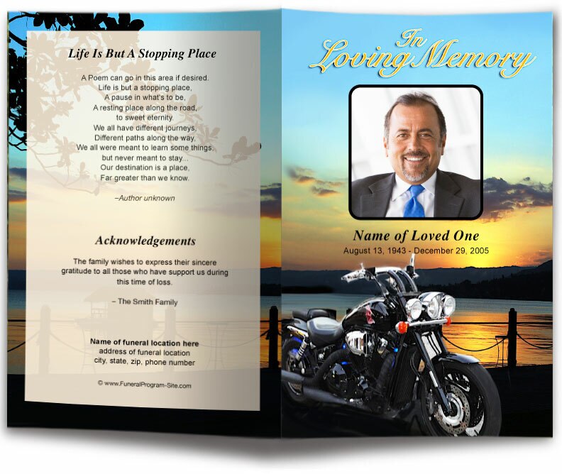 Motorcycle Funeral Program Template.