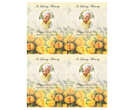 Saffron Flat Memorial Card Template.