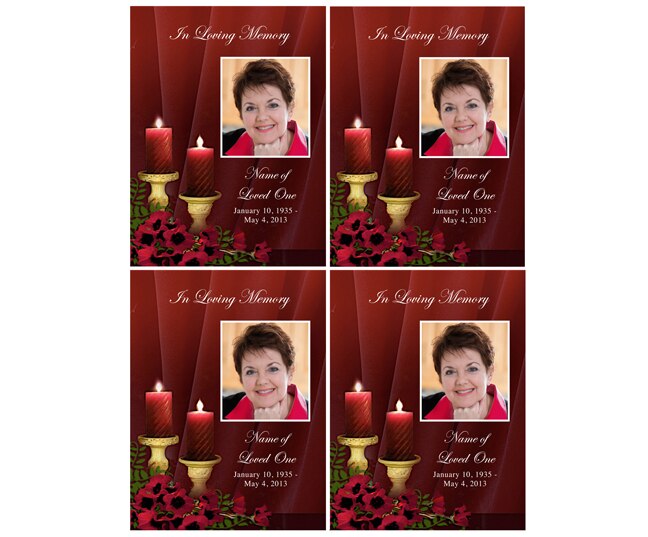 Candlelight Small Memorial Card Template.