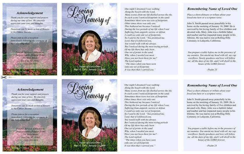 Seasons Small Memorial Card Template.