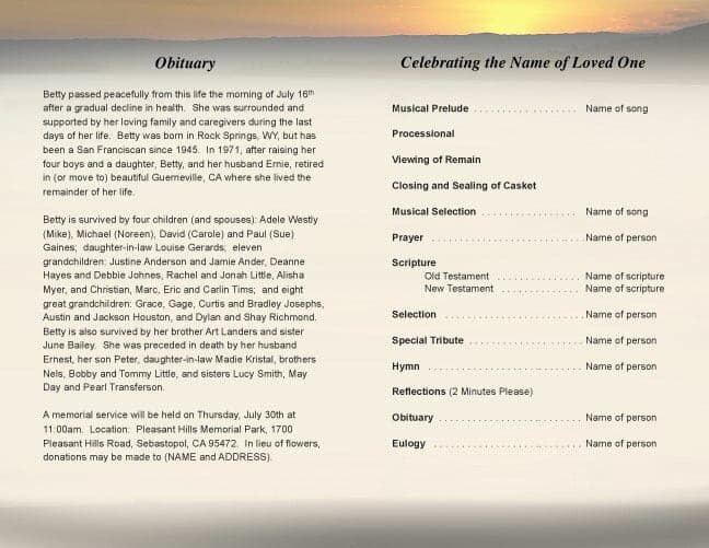 Motorcycle Funeral Program Template.