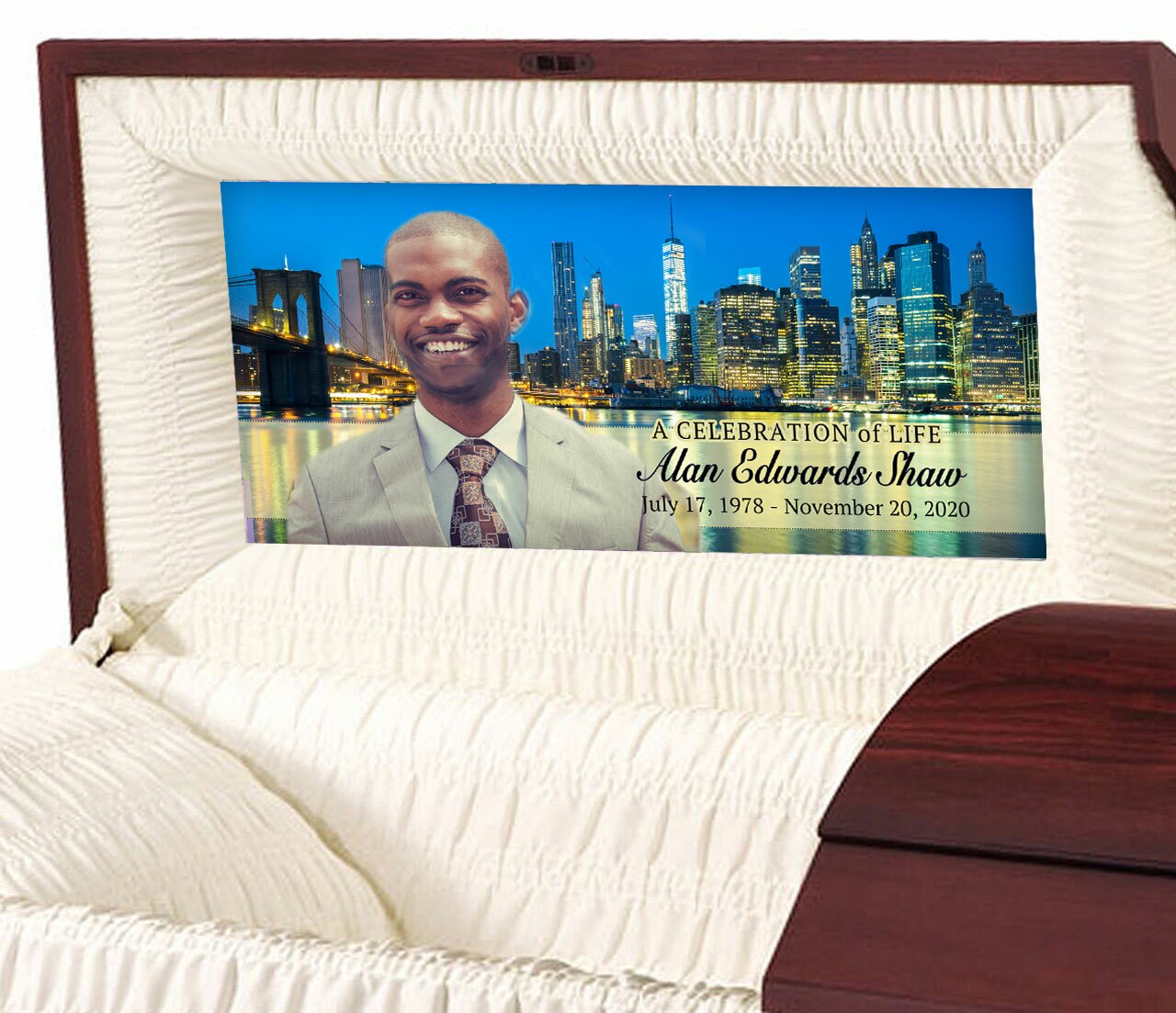 Custom Casket Panel Insert - New York City Design.