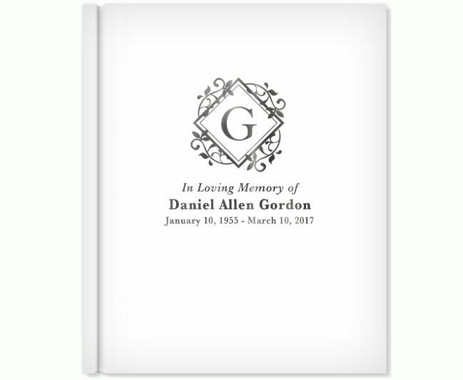 Diamond Foil Stamped Portrait Funeral Guest Book.