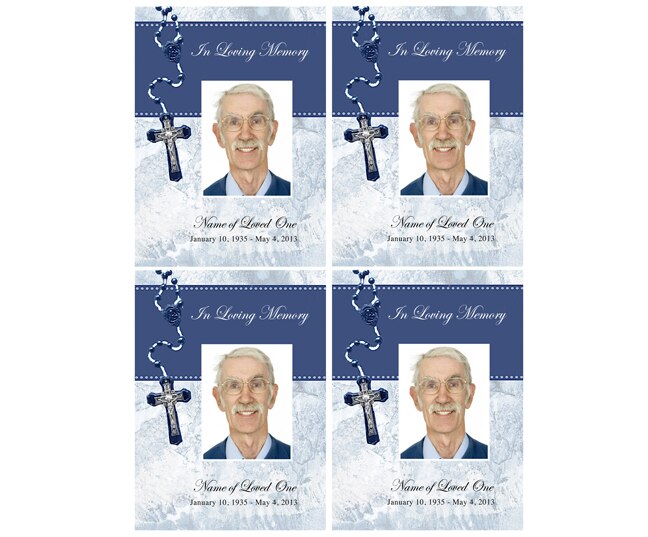 Crucifix Small Memorial Card Template.