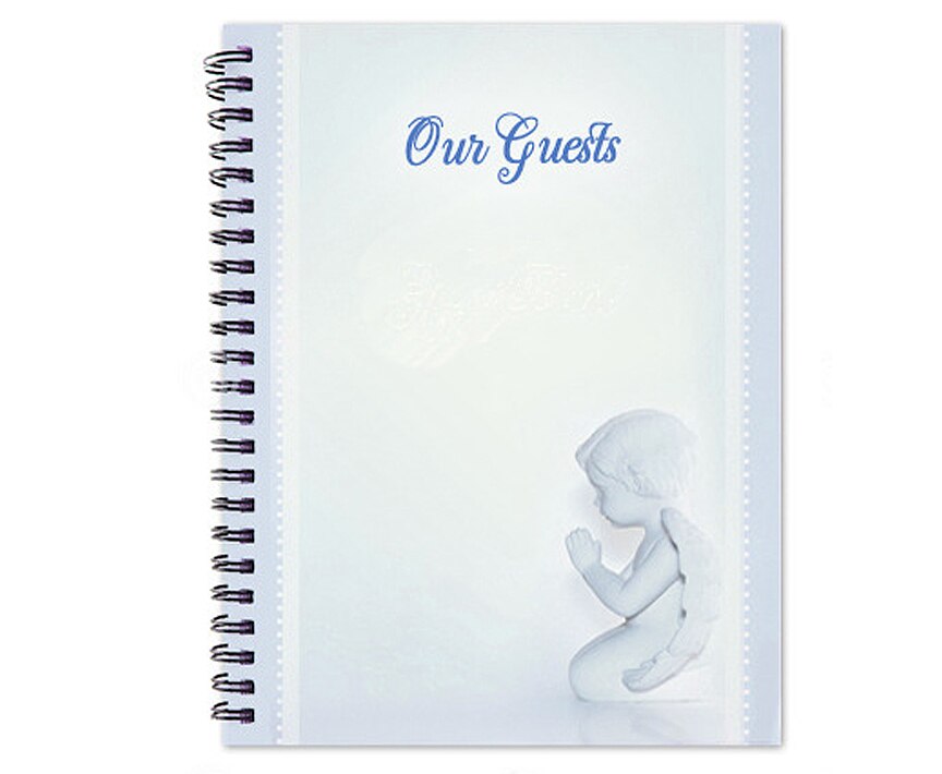 Angelo Spiral Wire Bind Memorial Funeral Guest Book.