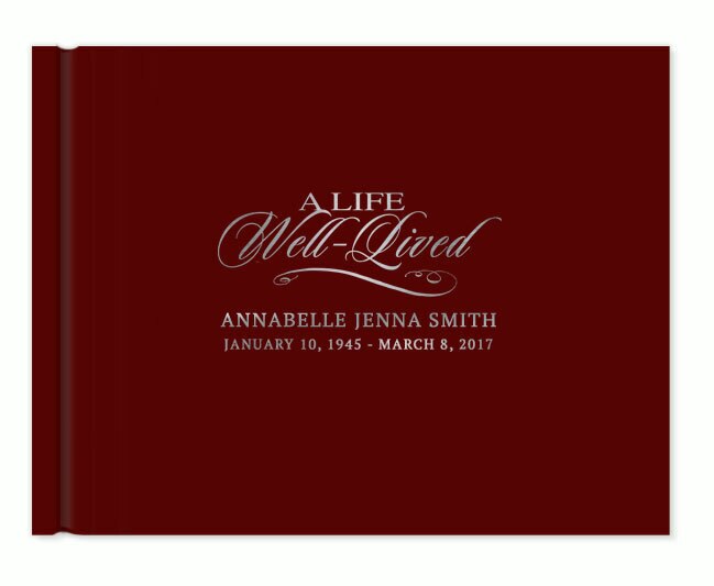 A Life Well Lived Foil Stamped Landscape Funeral Guest Book.