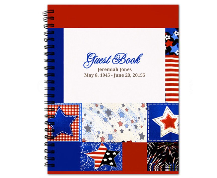 Americana Spiral Wire Bind Memorial Funeral Guest Book.