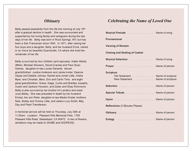 Simplier Funeral Program Template.