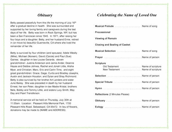 Window Funeral Program Template.