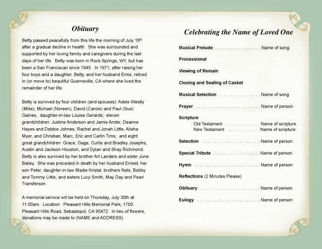 Faith Funeral Program Template.