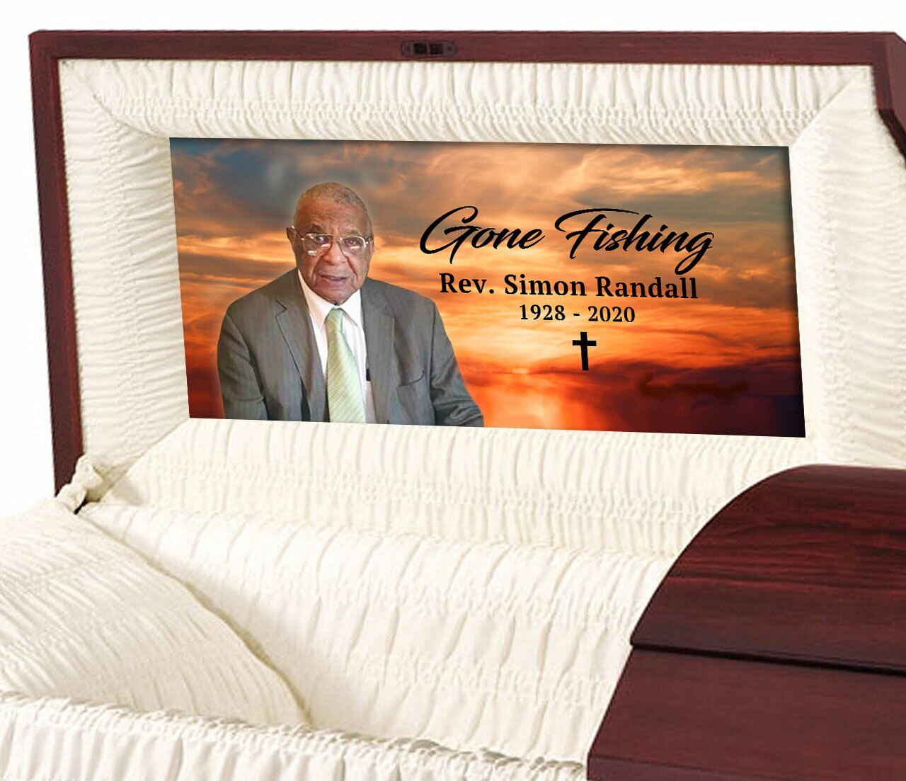 Sunset Custom Casket Head Panel Insert.