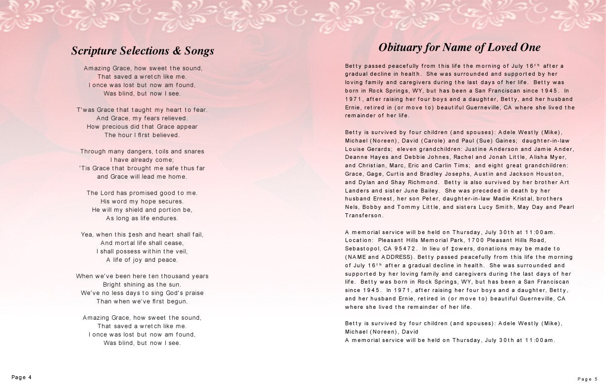 Passion Funeral Booklet Template.