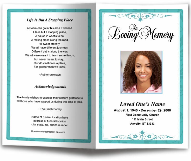 Fuschia Funeral Program Template.