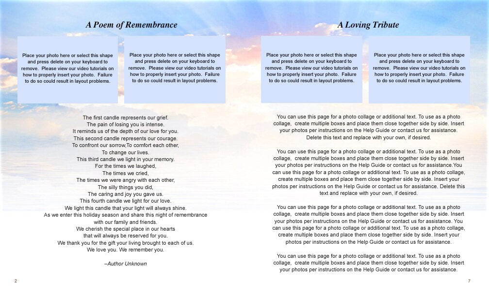 Peace Funeral Booklet Template.