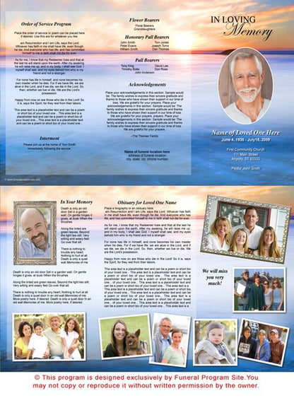 Dusk TriFold Funeral Brochure Template.