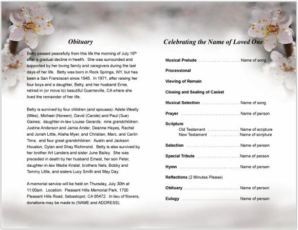 Winter Funeral Program Template.